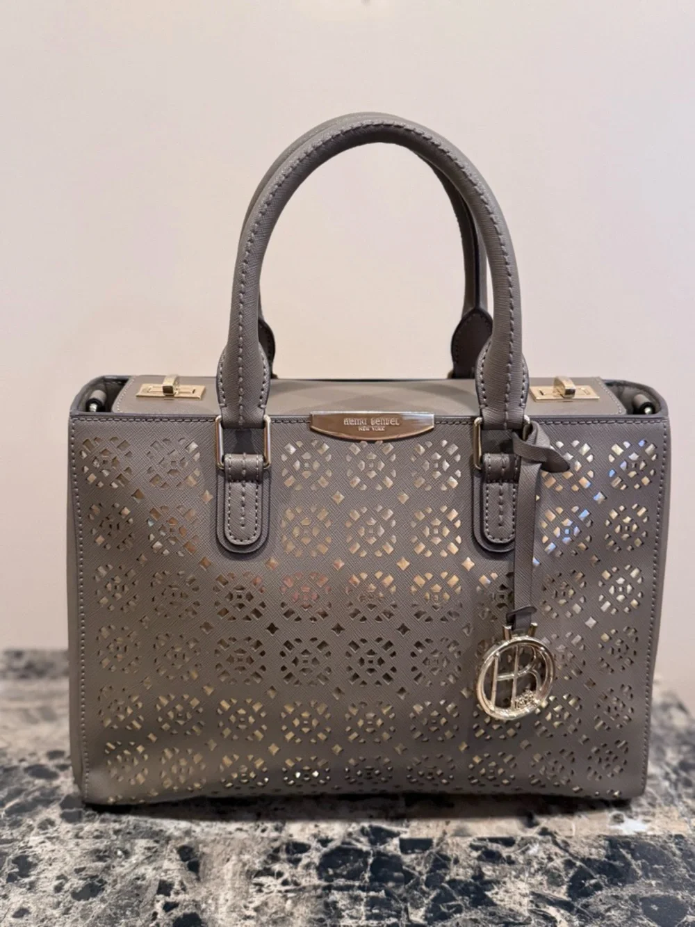 ❌SOLD❌Henri Bendel W 57th Laser-Cut Satchel - Pewter/Metallic Grey - Picture 3 of 15